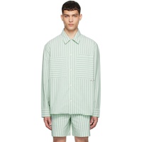 Maison Kitsune Green Striped Shirt 241389M192019