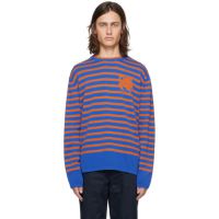 Maison Kitsune Blue & Orange Intarsia Sweater 241389M201012