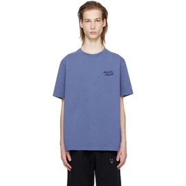 Maison Kitsune Blue Handwriting T-Shirt 241389M213001
