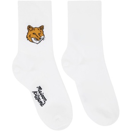 Maison Kitsune White Fox Head Socks 241389M220003