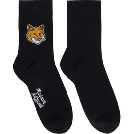 Maison Kitsune Black Fox Head Socks 241389M220004