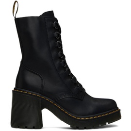 닥터마틴 Dr. Martens Black Chesney Leather Flared Heel Boots 241399F114000