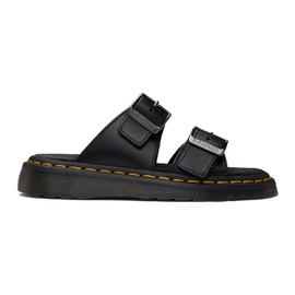 닥터마틴 Dr. Martens Black Josef Leather Buckle Slide Sandals 241399F124010
