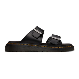 닥터마틴 Dr. Martens Black Josef Leather Buckle Slide Sandals 241399M234008