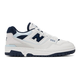 뉴발란스 New Balance White & Navy 550 Sneakers 241402M237150