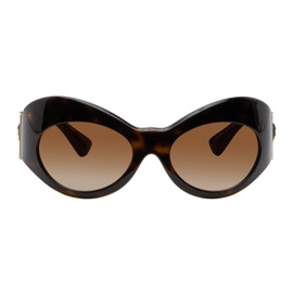 베르사체 Versace Brown Oval Shield Sunglasses 241404F005065
