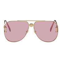 베르사체 Versace Gold & Pink Medusa Biggie Pilot Sunglasses 241404F005097