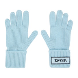 베르사체 Versace Blue 90s Logo Gloves 241404F012000