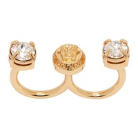 베르사체 Versace Gold Crystal Medusa Round Cuff Ring 241404F024013