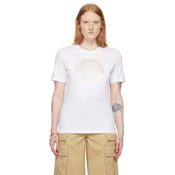 베르사체 베르사체 Versace White Medusa T-Shirt 241404F110000
