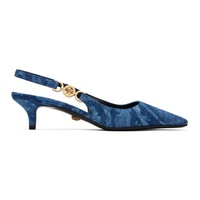 베르사체 Versace Blue Barocco Denim Heels 241404F122003