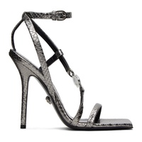 베르사체 Versace Gunmetal Crystal Medusa 95 Heeled Sandals 241404F125007