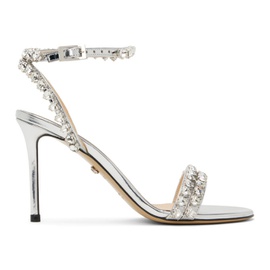 MACH & MACH Silver Audrey Crystal Heeled Sandals 241404F125015