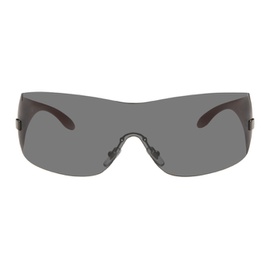 베르사체 Versace Gunmetal Wraparound Sunglasses 241404M134036