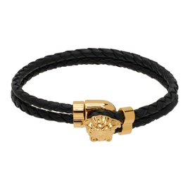 베르사체 Versace Black Medusa Leather Bracelet 241404M142002