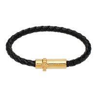 베르사체 Versace Black Medusa Braided Leather Bracelet 241404M142036