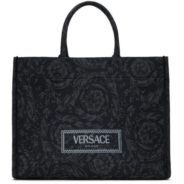 베르사체 베르사체 Versace Black Barocco Athena Large Tote 241404M172001