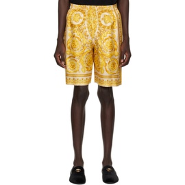 베르사체 Versace Yellow Barocco Shorts 241404M193004