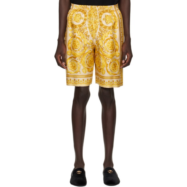 베르사체 베르사체 Versace Yellow Barocco Shorts 241404M193004