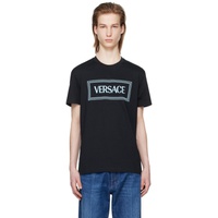 베르사체 Versace Navy Embroidered T-Shirt 241404M213004