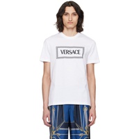 베르사체 Versace White Embroidered T-Shirt 241404M213022