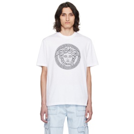 베르사체 Versace White Medusa Sliced T-Shirt 241404M213029