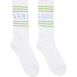 베르사체 Versace White 90s Vintage Logo Socks 241404M220023