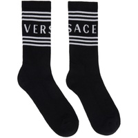베르사체 Versace Black & White 90s Vintage Logo Socks 241404M220024