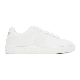 베르사체 Versace White Embroidered Greca Sneakers 241404M237026