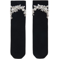 시몬 로샤 Simone Rocha Black Cluster Flower Beaded Socks 241405F076000