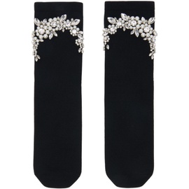 시몬 로샤 Simone Rocha Black Cluster Flower Beaded Socks 241405F076000
