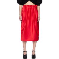 Simone Rocha Red Pleated Midi Skirt 241405F092002