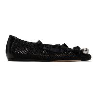 Simone Rocha Black Bell Charm Crochet Ballerina Flats 241405F118008
