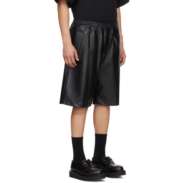  언더커버 UNDERCOVER Black Drawstrings Faux-Leather Shorts 241414M193007
