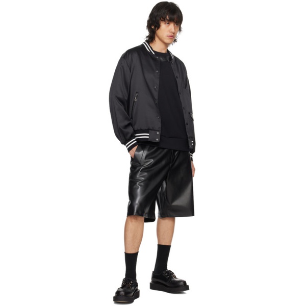  언더커버 UNDERCOVER Black Drawstrings Faux-Leather Shorts 241414M193007