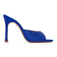 Amina Muaddi Blue Alexa Crystal Slipper 105 Heeled Sandals 241415F125007