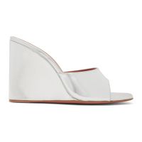 Amina Muaddi Silver Lupita Wedge Heeled Sandals 241415F125009