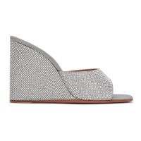 Amina Muaddi Silver Lupita Crystal 95 Heeled Sandals 241415F125020