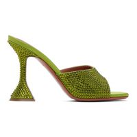 Amina Muaddi Green Lupita Crystal Heeled Sandals 241415F125022