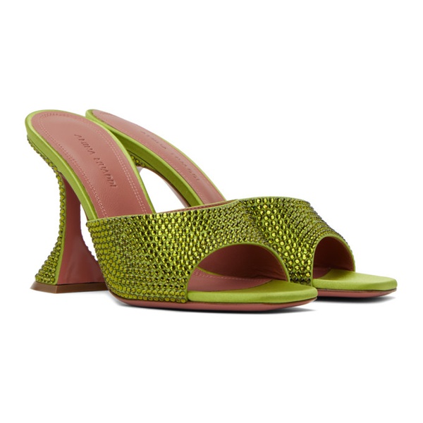  아미나 무아디 Amina Muaddi Green Lupita Crystal Heeled Sandals 241415F125022