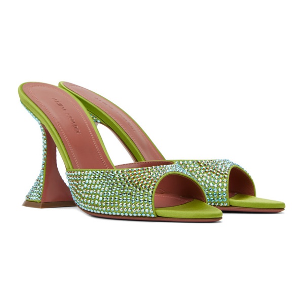  아미나 무아디 Amina Muaddi Green Caroline Crystal 95 Heeled Sandals 241415F125040