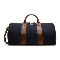 RRL Blue Leather-Trim Denim Duffle Bag 241435M169000
