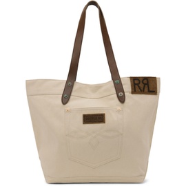 RRL 오프화이트 Off-White Leather-Trim Twill Tote 241435M172000