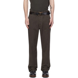 RRL Brown Pinstripe Trousers 241435M191009