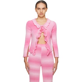MSGM Pink Self-Tie Cardigan 241443F095000