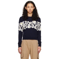 MSGM Navy Floral Sweater 241443F096000