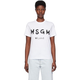 MSGM White Solid Color T-Shirt 241443F110008