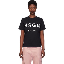 MSGM Black Solid Color T-Shirt 241443F110011