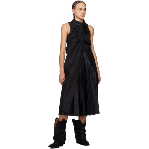  사카이 Sacai Black Belted Midi Dress 241445F054001