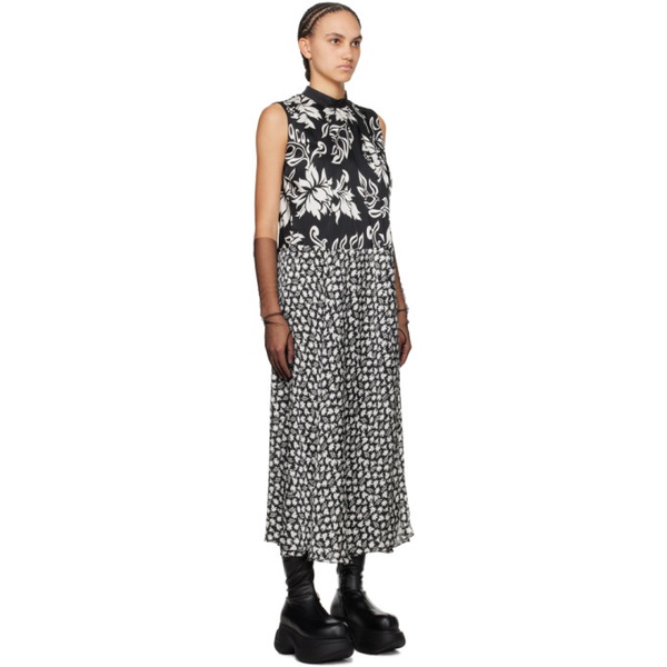  사카이 Sacai Black Floral Print Maxi Dress 241445F055009